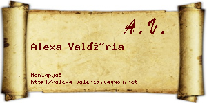 Alexa Valéria névjegykártya
