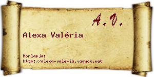 Alexa Valéria névjegykártya